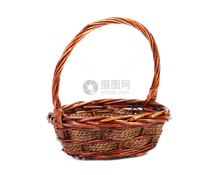 古老编织篮子螺旋麻布手工手工业野餐水果圆圈柳条轮缘园艺图片
