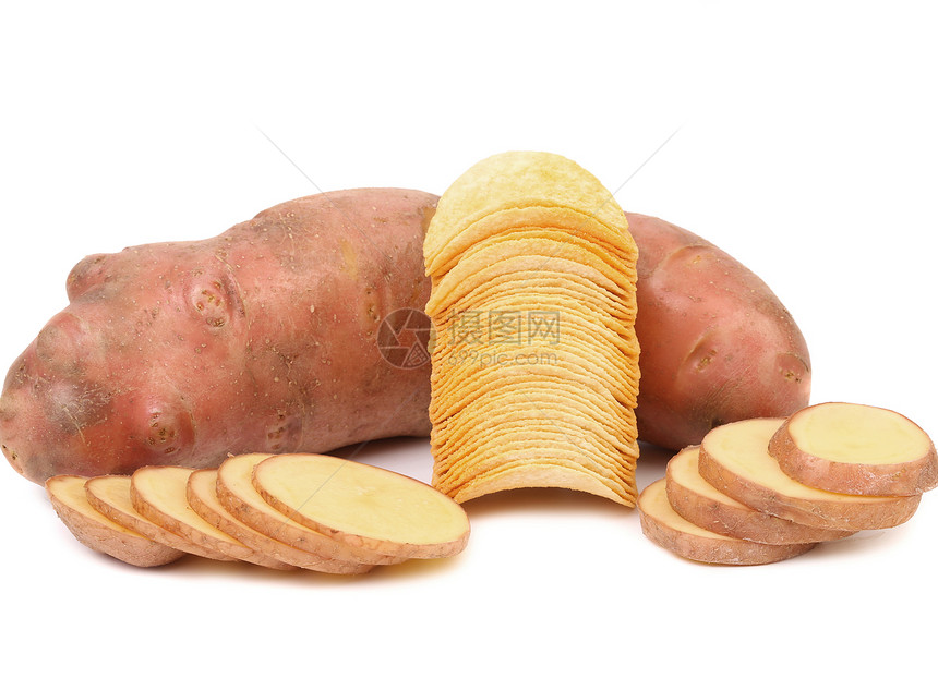 土豆 切片和烟囱薯片图片