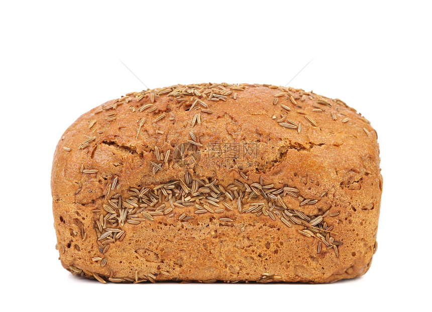 带离家种子的黑麦面包草本植物棕色小麦脆皮食物内核玉米糕点香料谷物图片