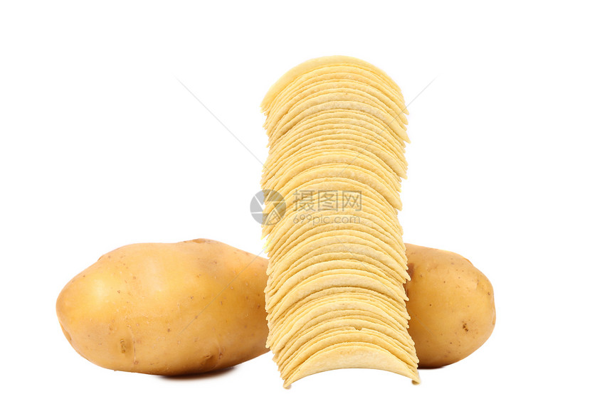 土豆和烟囱薯片蔬菜筹码油炸剪裁烹饪派对小吃食物块茎盐渍图片