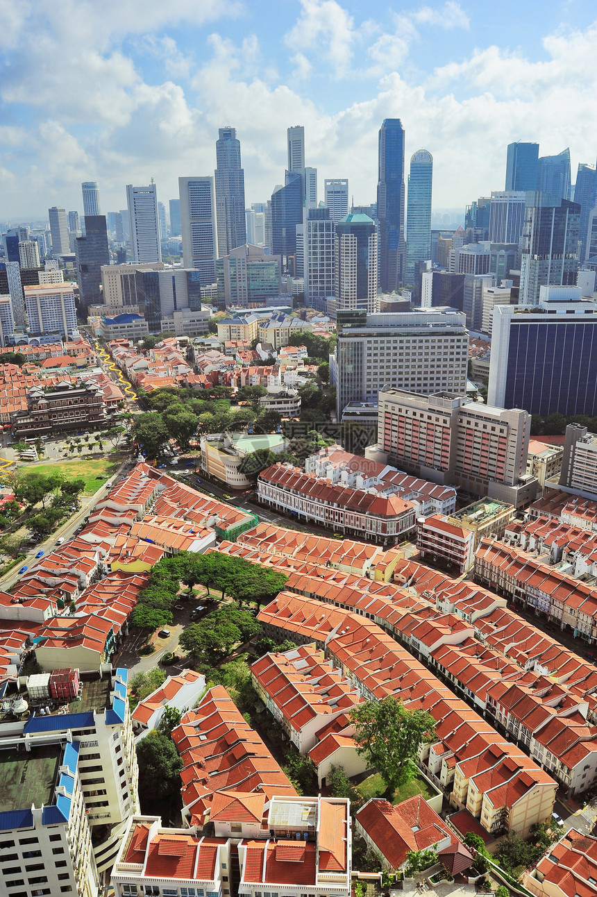 新加坡市中心风景办公室摩天大楼地标全景财富太阳市中心城市鸟瞰图蓝色图片