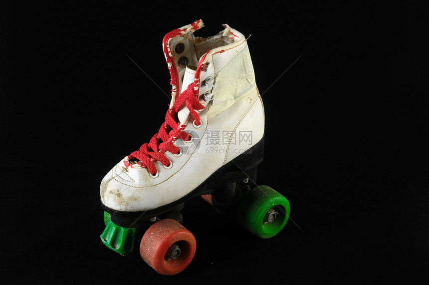 消耗的滚式滑板滑冰旱冰车轮闲暇轮子孩子们皮革鞋带娱乐靴子图片