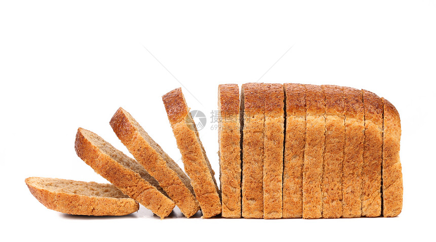 白上孤立的切片面包饮食糖类粮食棕色烹饪早餐面团白色食物营养图片