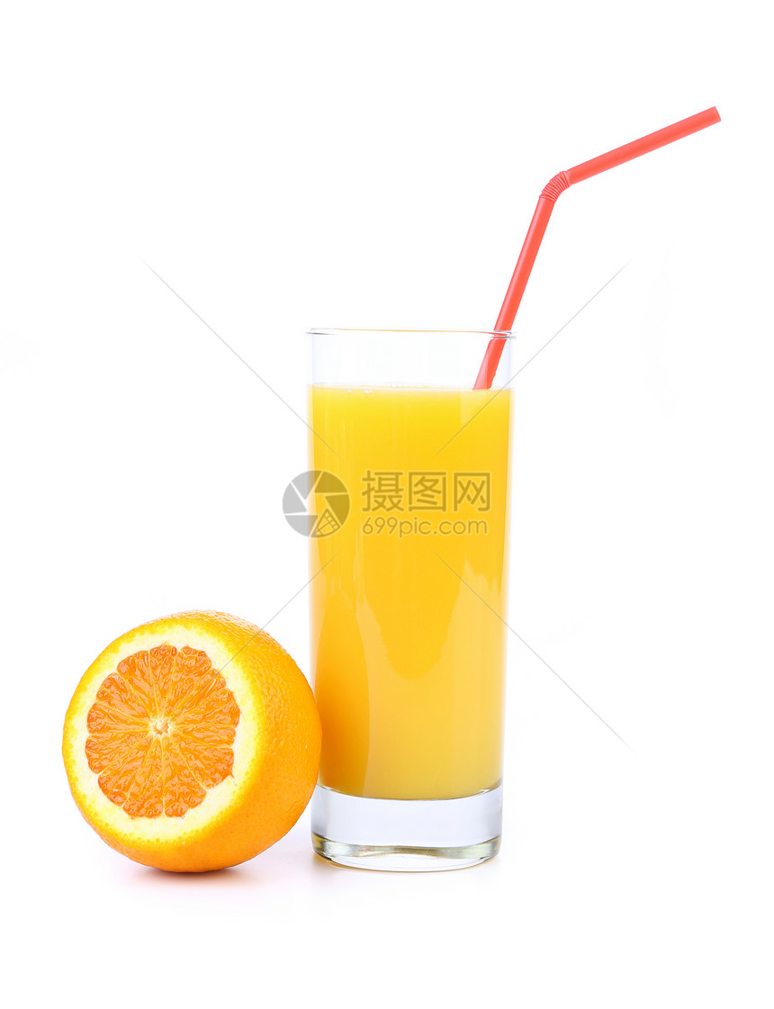 橙汁和切片稻草工作室甜点食物橘子果汁橙子饮食树叶饮料图片