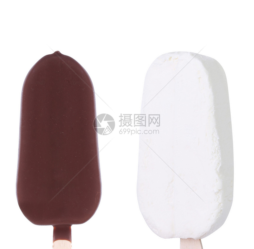 巧克力和香草冰淇淋酒瓶白色塞子部分食物涂层甜点奶油调味品糖霜图片