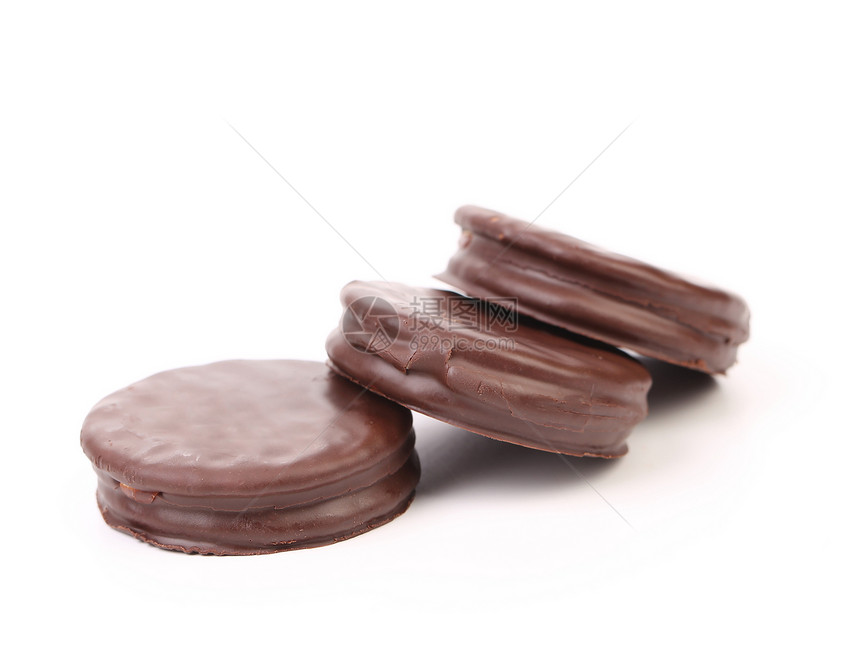 白色背景上孤立的巧克力饼干Name图片