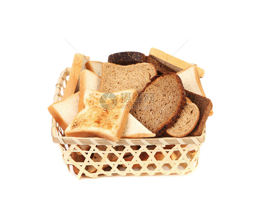 全篮子不同的切片面包脆皮糖类油炸粮食宏观饼干营养芝麻面团小麦图片