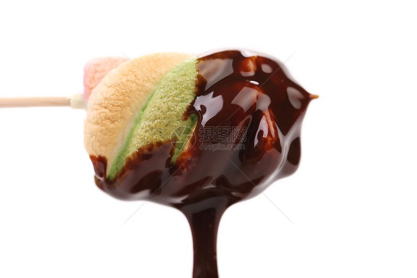 烤棉花糖 在巧克力类中团体棉花糖果液体食物孩子正方形垃圾小吃乐趣图片
