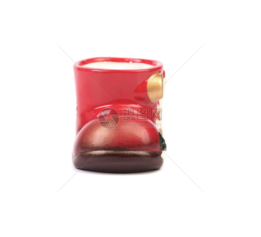 陶瓷靴的礼物塑像鞋类展示黏土制品纪念品白色红色收藏土制图片