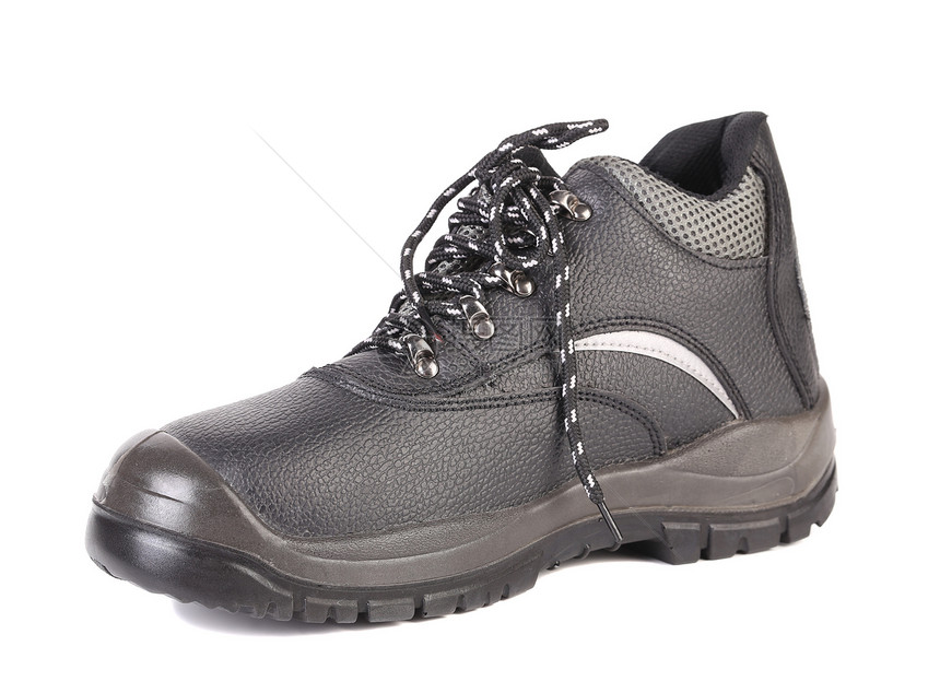 黑色男子的靴子和灰色酒吧旅游衣服运动鞋类安全工人皮革工作冒险配件图片