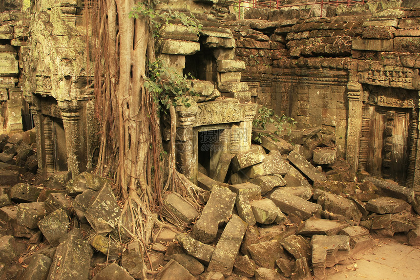 Tapromh寺庙 吴哥地区 暹粒舞会旅游热带建筑遗产历史性地标旅行木头石头图片