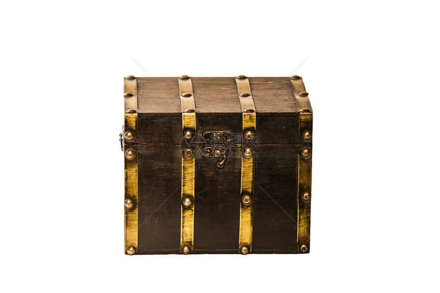 白色的棕色木胸贮存金属古董案件海盗盒子木头胸部宝藏图片