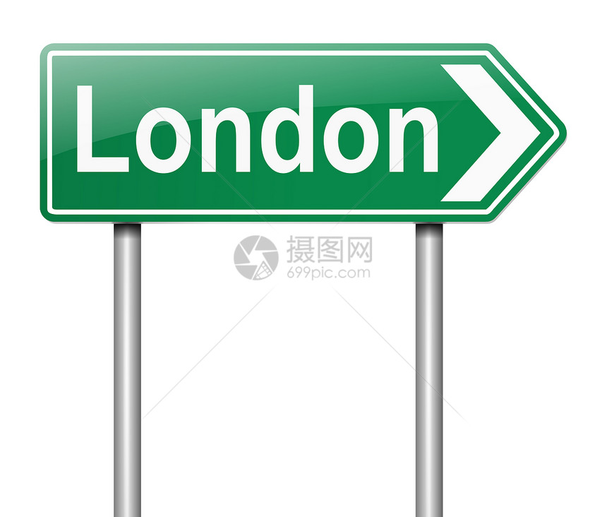 伦敦标志首都绿色城市路标王国插图白色指示牌图片