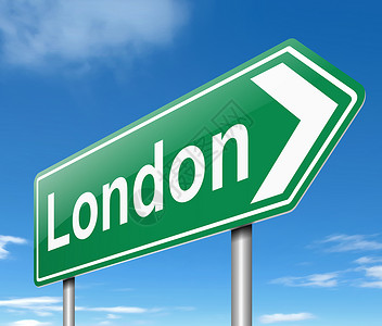 伦敦标志王国插图首都天空指示牌路标绿色城市背景图片