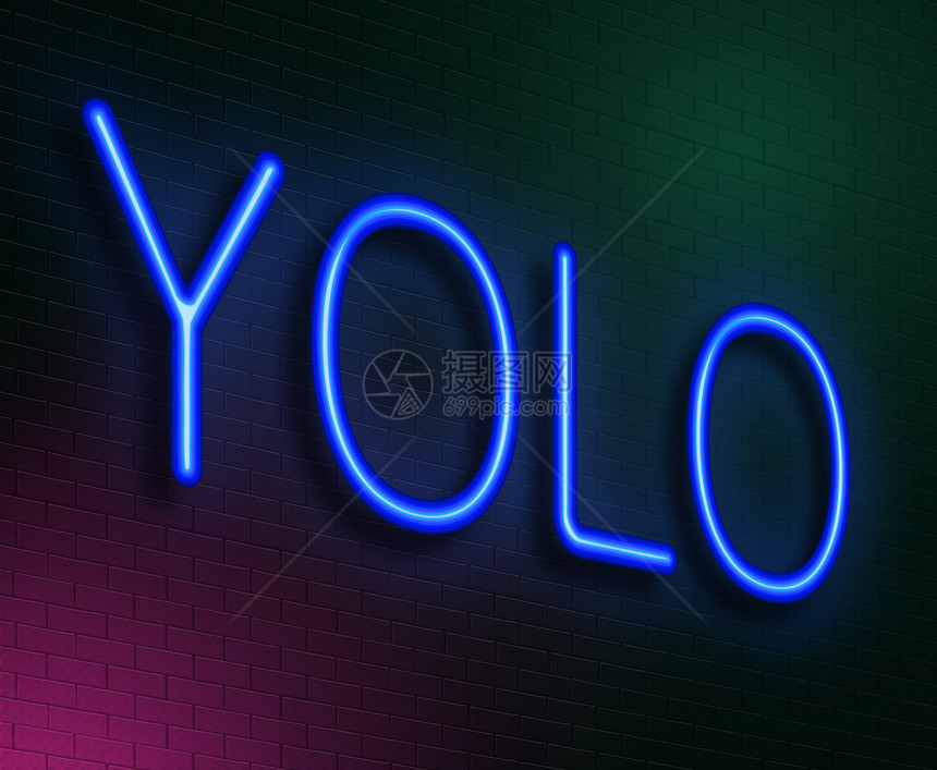 YOLO概念指示牌插图居住蓝色缩写俚语图片