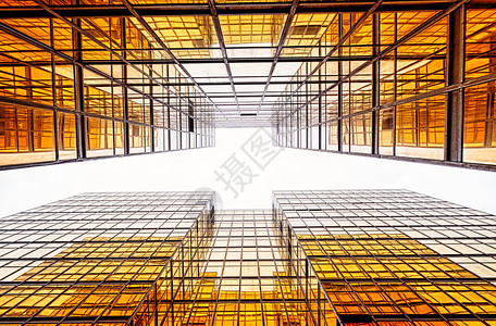 现代化的蓝色玻璃办公楼墙办公室反射公司摩天大楼镜子网格正方形窗户城市商业背景图片