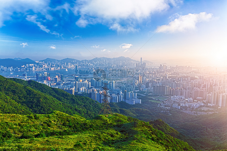 香港日出天空办公室玻璃地标经济摩天大楼景观旅行金融市中心图片