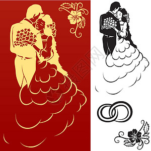 婚礼背景婚姻手绘装饰品公告设计邀请函插图元素绘画新娘背景图片