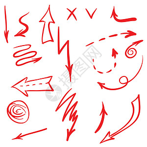 左手红箭头集蜡笔指针技术网络虚线界面光标团体阴影绘画设计图片