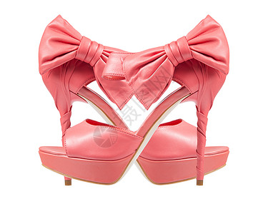 深夜的粉色鞋子 高跟鞋上的蝴蝶结背景图片