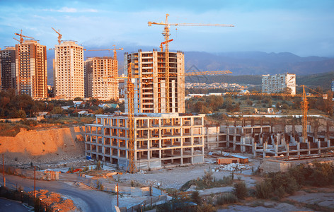 建筑施工土地活力城市住宅水平生长建造公寓工程摩天大楼背景图片