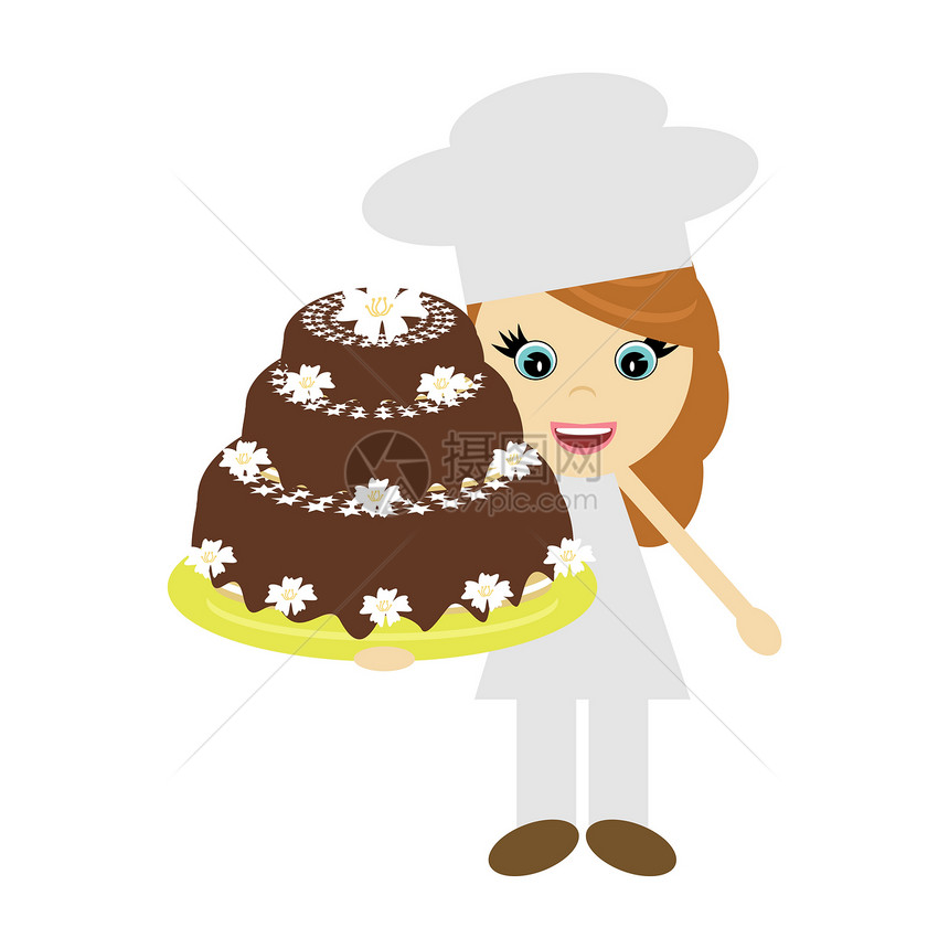 女孩用大蛋糕做饭图片