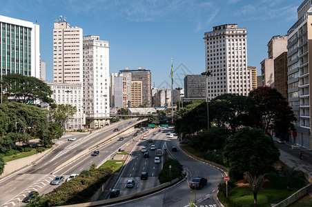 城市Saopaulo的交通渠道办公室密度场景大街汽车经济运动景观市中心建筑学背景图片