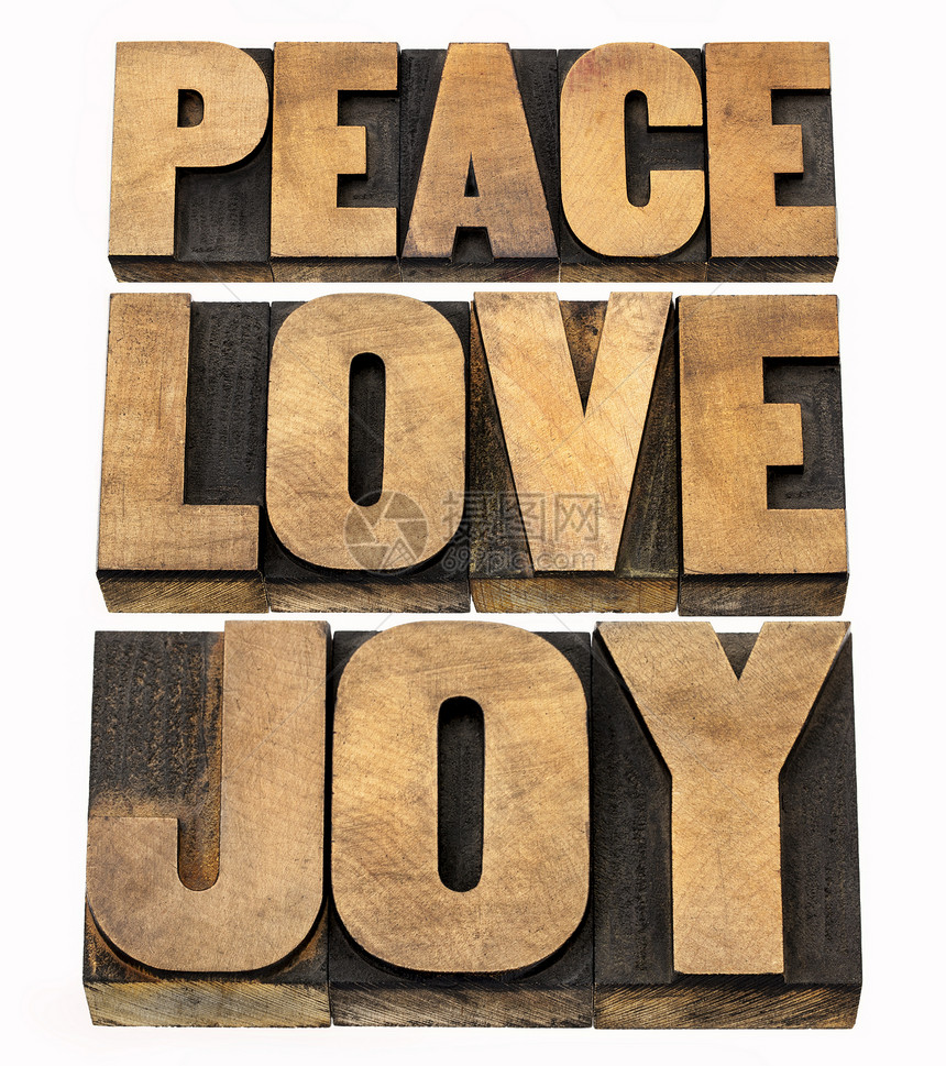 以木柴为形式的和平 爱和喜悦图片