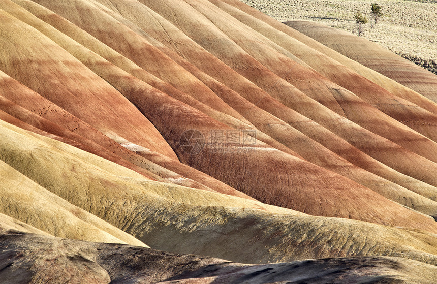 俄勒冈州编队棕色刷子火山沉淀干旱丘陵纪念碑沙漠图片
