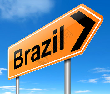 巴西标志国家天空地区旅行指示牌路标概念拉丁插图橙子背景