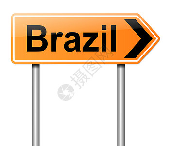 巴西标志指示牌橙子地区旅行拉丁概念路标国家指挥白色背景