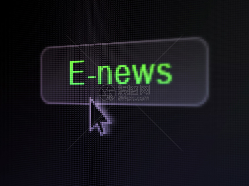新闻概念 数字按钮背景的ENews文章光标老鼠黑色通讯技术监视器公告像素化金融图片