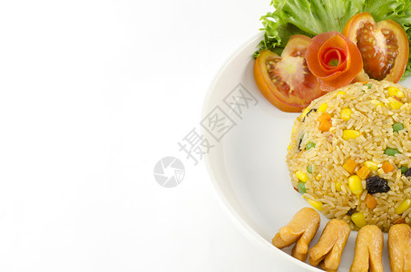 美国炸米 白白孤立于美国食物蔬菜菜单厨师粮食盘子营养百果午餐餐厅背景图片