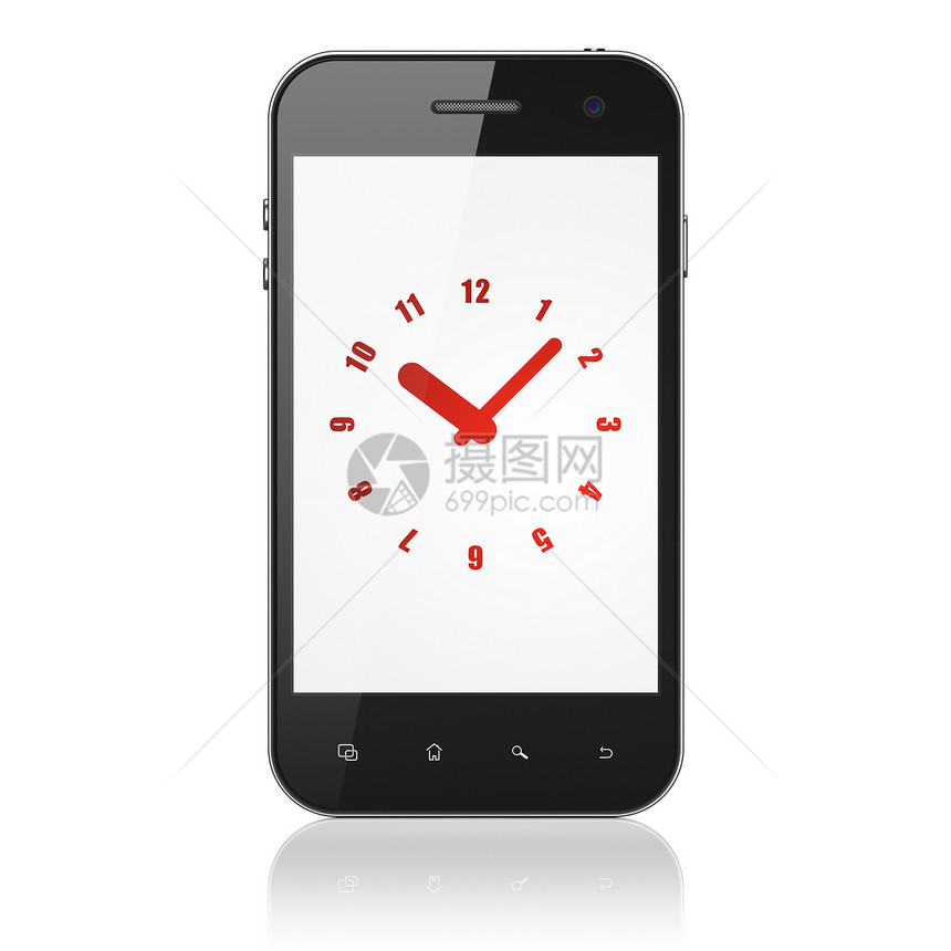 时间线概念 智能手机时钟日程黑色数字时间细胞药片电话进度倒数白色图片