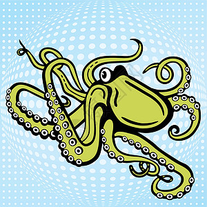 特雷梅佐章鱼海洋食物触手怪物乌贼海鲜插画