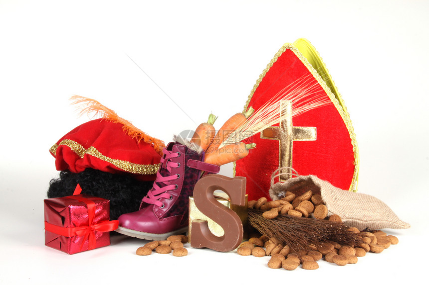 为Sinterklaas夜铺鞋惩罚礼物萝卜帽子字母展示头饰桦木羽毛小号图片