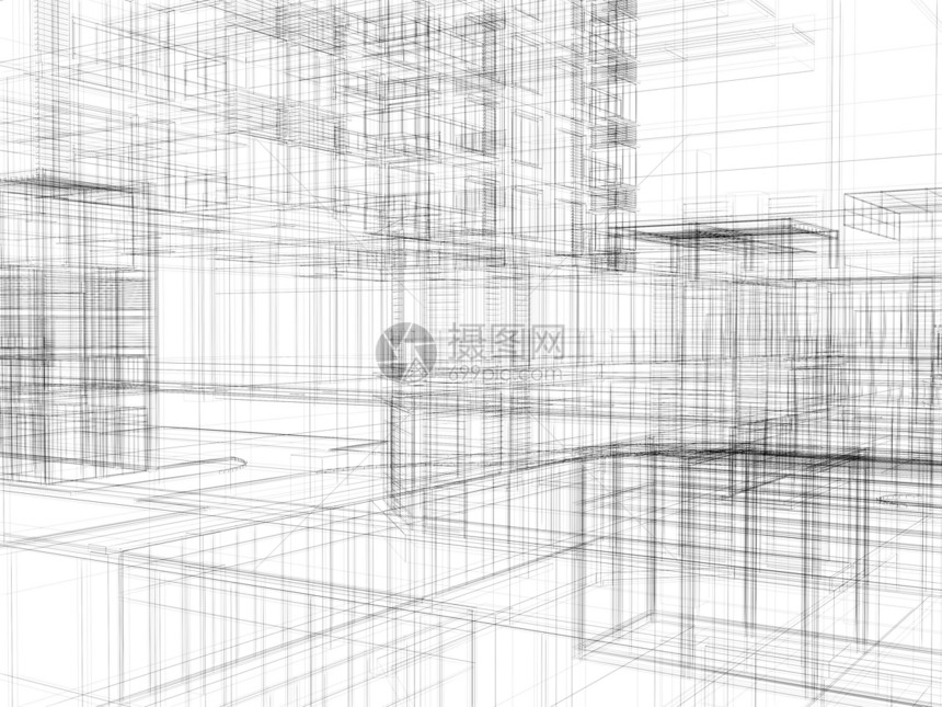 抽象陈列绘画办公室城市房子财产住房草图骨骼金属线条图片