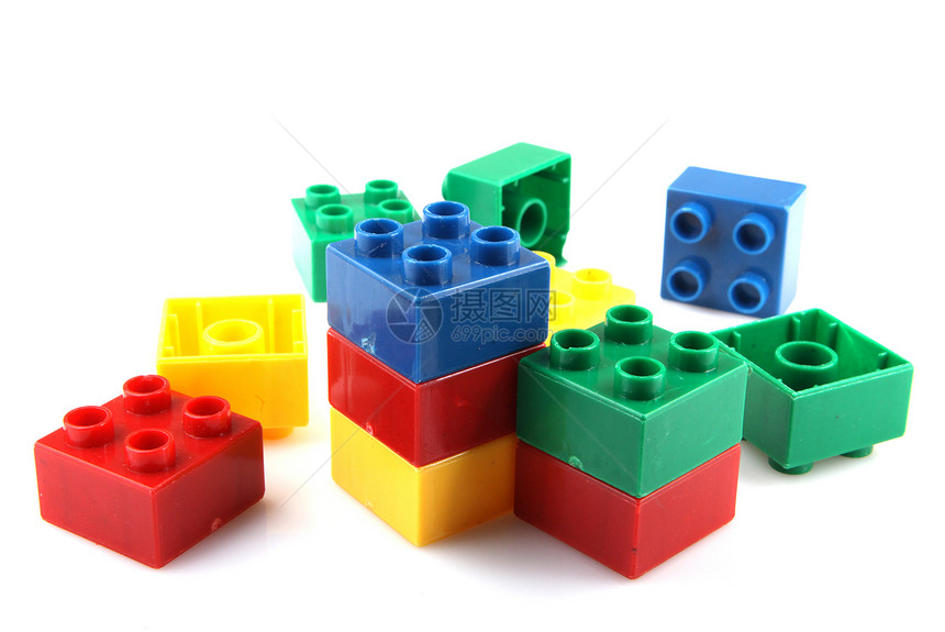 建筑砖块乐趣立方体学习幼儿园塑料蓝色游戏闲暇团体教育图片