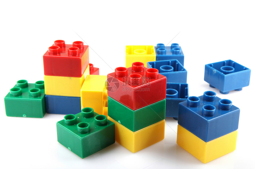 建筑砖块童年玩具活动教育蓝色积木游戏立方体乐趣团体图片