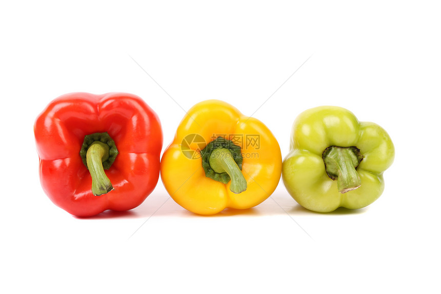 三个彩色胡椒美食红色蔬菜橙子团体绿色辣椒食物黄色营养图片