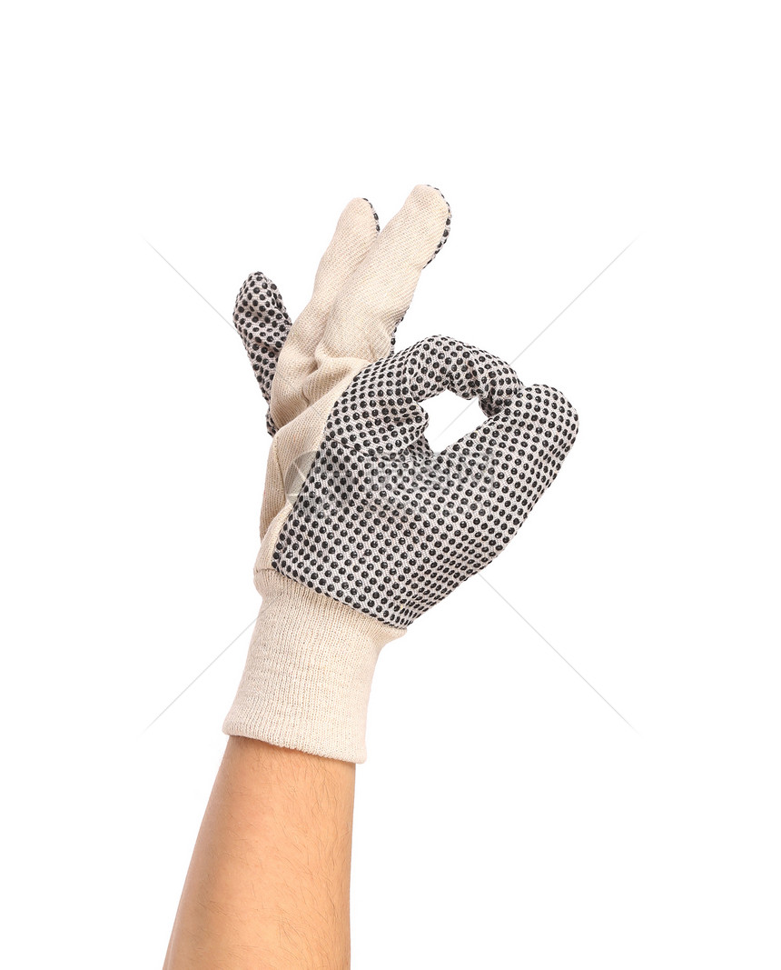 花园手套显示一个OK标志图片