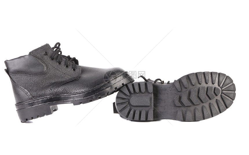 黑男人的靴子运动衣服鞋类旅行橡皮蕾丝旅游皮革配件安全图片