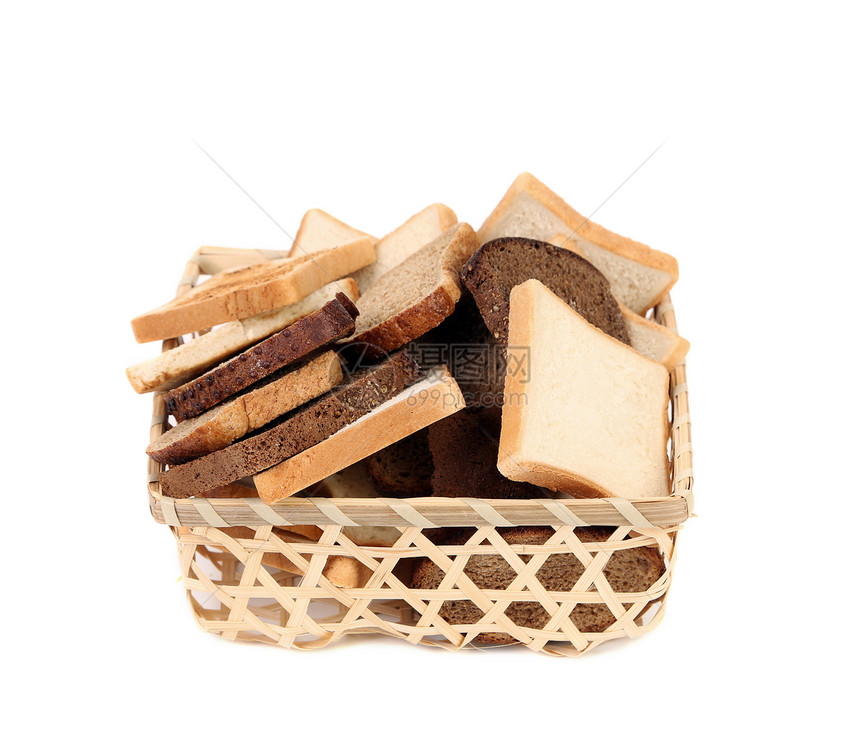 篮子里的切面包小麦包子面包产品厨房柳条农业燕麦桌子种子图片