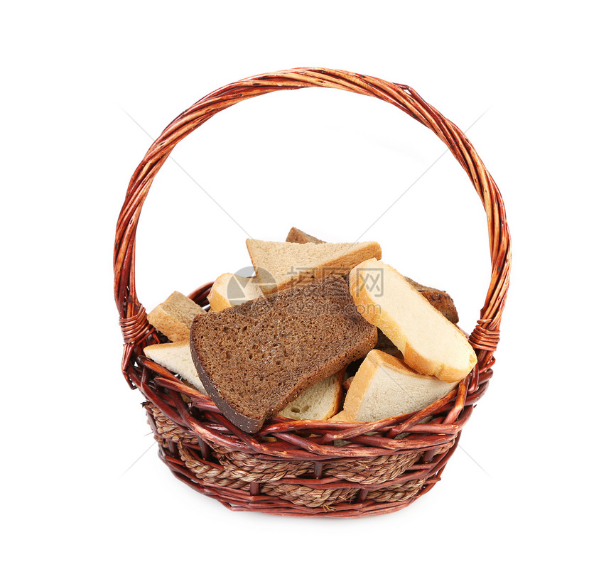 把面包放在篮子里农业燕麦种子柳条包子食品桌子早餐大麦亚麻图片