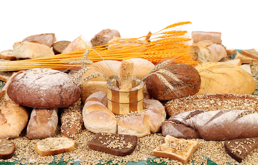 面包和金耳朵的构成纤维美食作品早餐金子食物谷物小麦酵母面粉图片