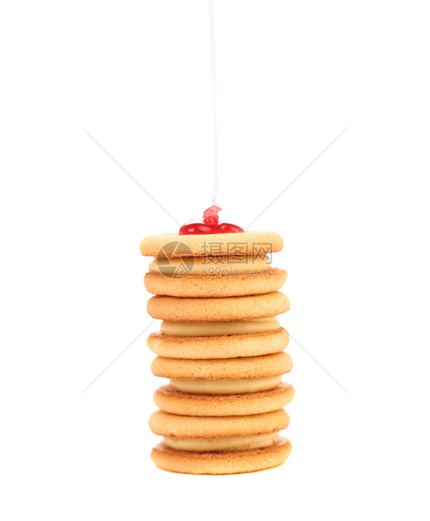 配红线的饼干三明治脆皮食物小吃麦片团体黄油服务奶油面包赌注图片