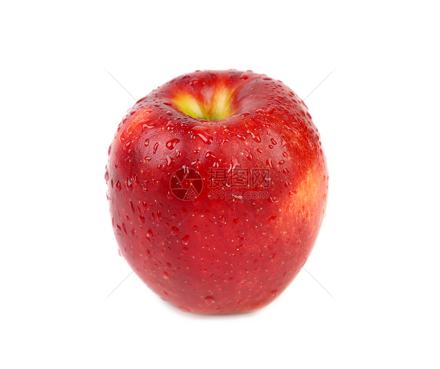新鲜红苹果加水滴图片