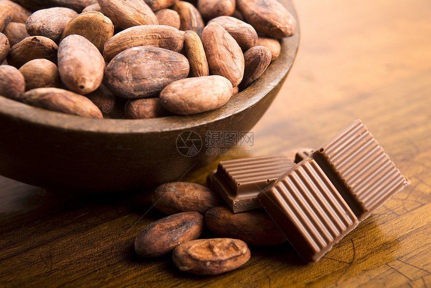 咖啡豆和奶巧克力热带饮食水果棕色美食甜点营养种子农业工作室图片