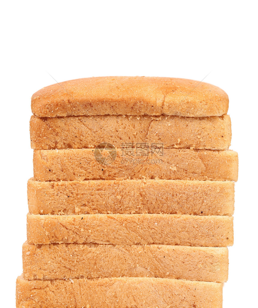 切片白面包食物棕色早餐面粉工作室谷物小麦白色脆皮批量图片