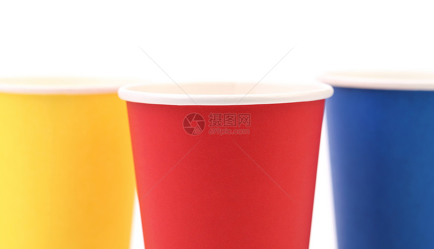 彩色纸质咖啡杯早餐食物回收杯子纸板反射咖啡店液体餐具工作室图片